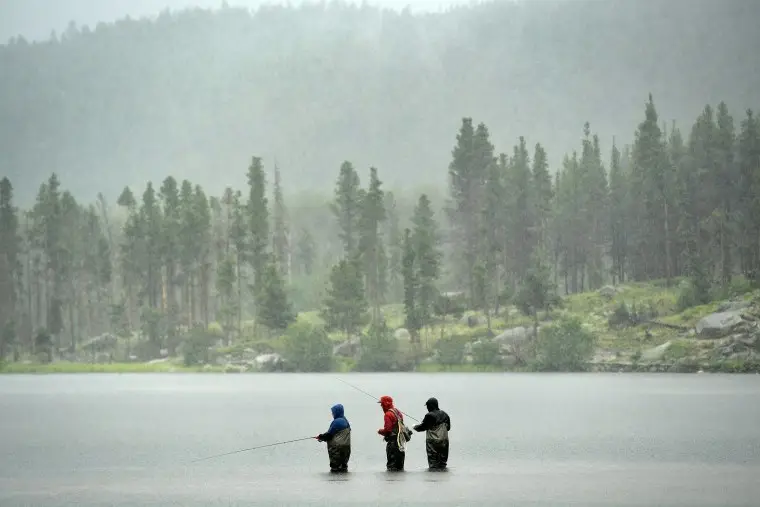 Fishing in Sprague Lake in Rocky Mountain National Park