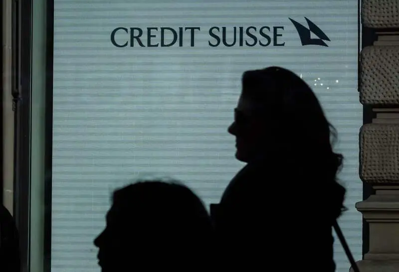A sign of Credit Suisse bank is seen at their headquarters in Zurich on March 20, 2023.