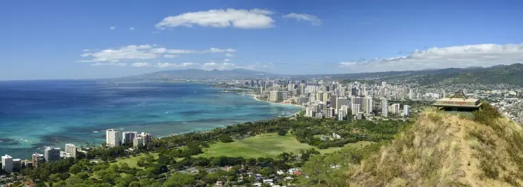 Diamond Head State Monument overlooks Honolulu.