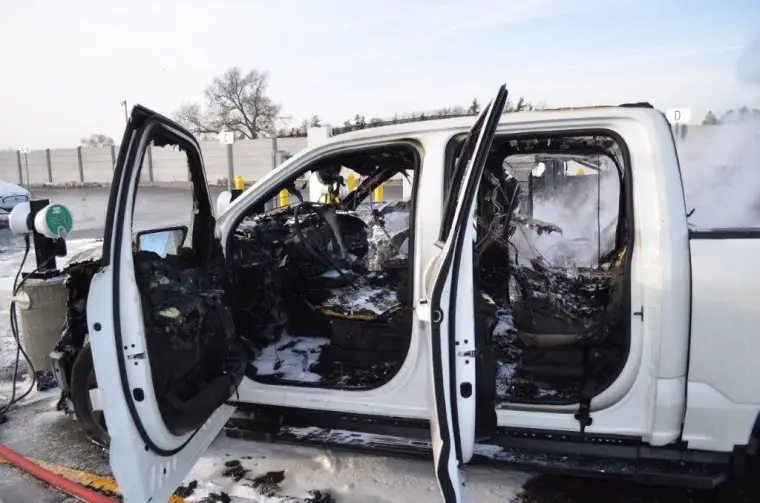 An electric Ford F-150 Lightning caught fire on Feb. 4 because of a battery issue traced back to one of the automaker’s suppliers. The blaze spread to three electric pickups in a Ford holding lot in Dearborn, Mich.
