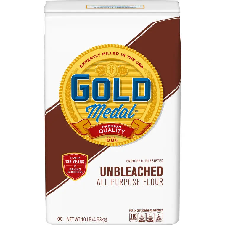 Gold Medal Unbleached All Purpose Flour - 10 lb. bag with a “better if used by” date of March 27, 2024, and March 28, 2024. 