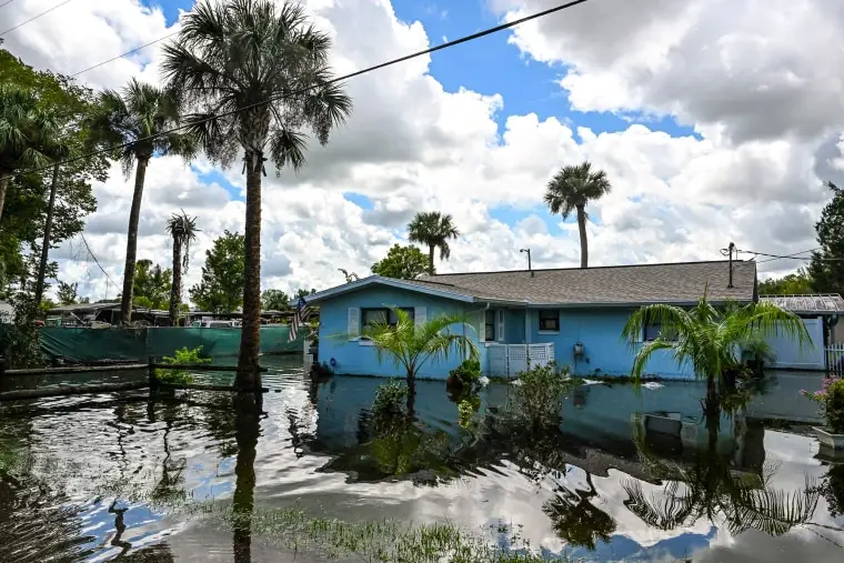 Image: A flooded house is seen in Crystal River, Fla., on Aug. 31, 2023, after Hurricane Idalia made landfall.