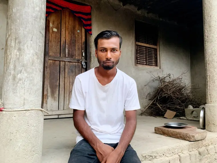 Momtaj Mansur by his home in Dhanusha, in southeast Nepal.